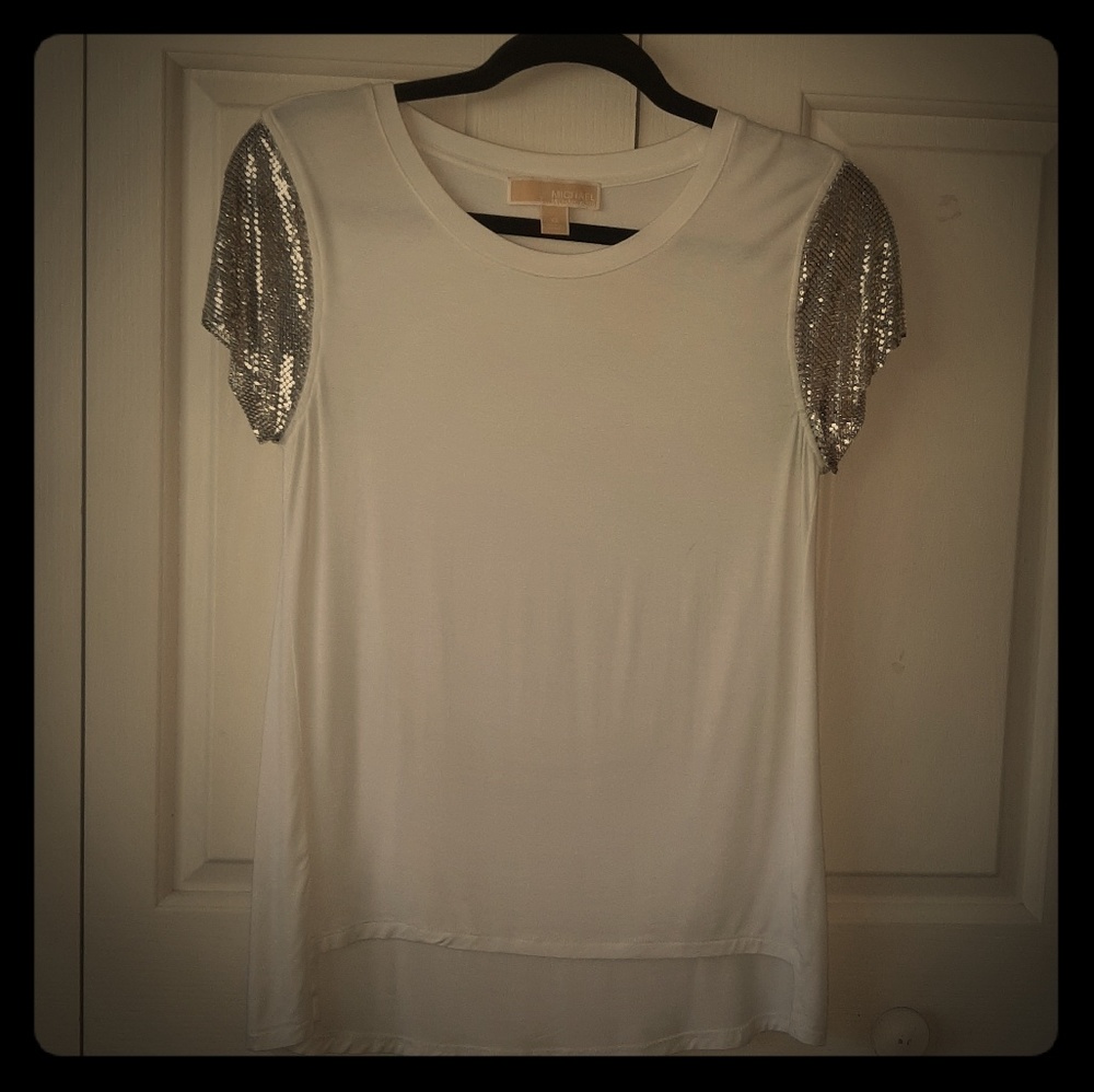 Michael Kors Chain Mesh Sleeve Top